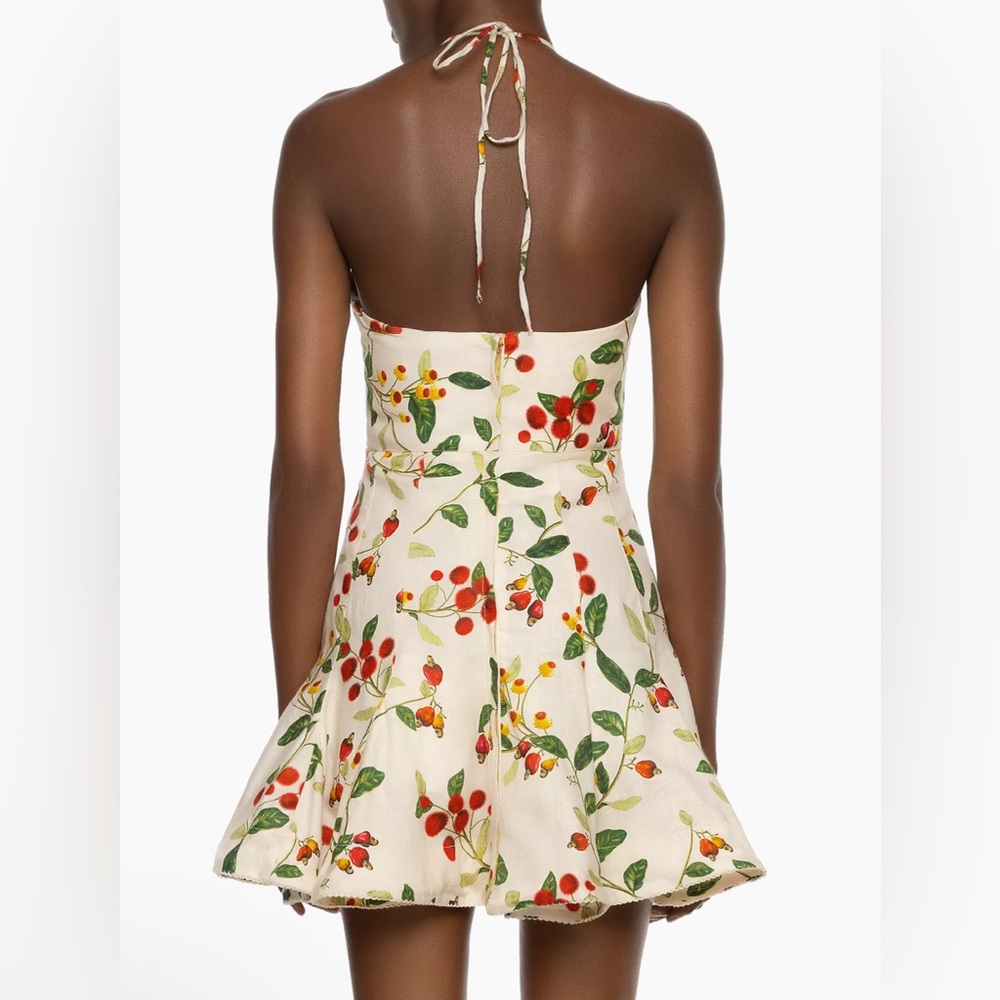 Agua by Agua Bendita Curandera Anturio Frutal Floral Linen Minidress NEW - Picture 6 of 7